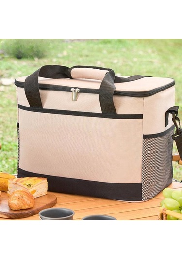 Wtempo Yalıtım Kutusu Isı Yalıtım Çantası Arabaya Monte Buzdolabı Açık Buz Torbası Taşınabilir Büyük Kapasiteli Ev Soğuk Yalıtım Çantası Bej
