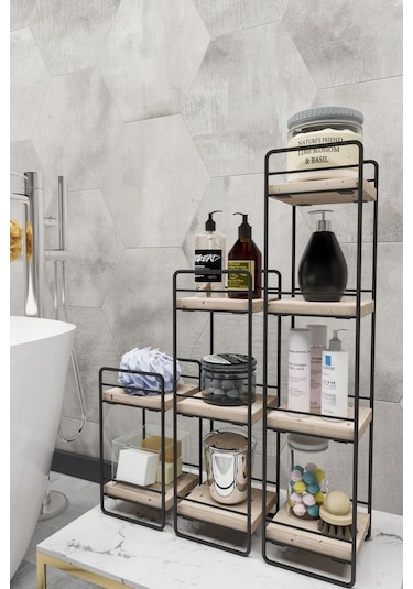 Bino Bino Duvar Rafı 3 Lü Mini Set Doğal Ahşap Yatak Odası Dekoratif S