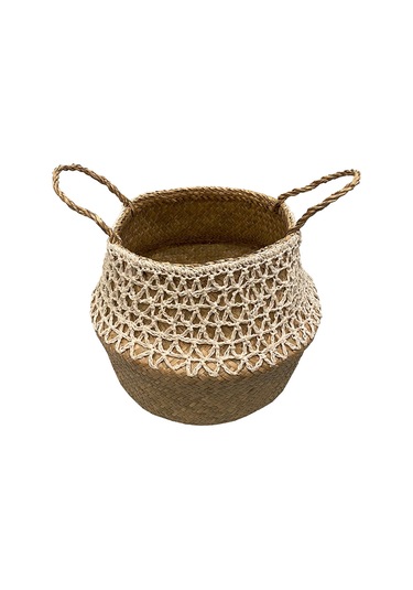 Koçtaş Dantel Detaylı Hasır Sepet 35 x 35 x 28 CM Bej