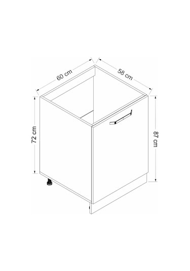 Minar Mutfak Alt Modül 1k 60cm Evye Dolap Beyaz - B1