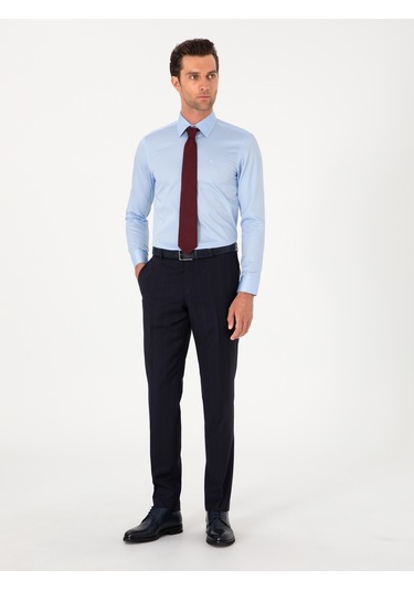 Cacharel Açık Mavi Slim Fit Pamuklu Klasik Gömlek Denım