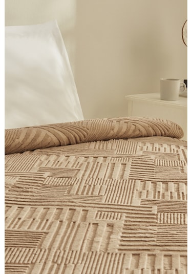Karaca Home Rita Çift Kişilik Emboss Battaniye Açık Kahve