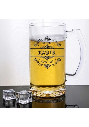 Kişiye Özel İsim Ve Yıl Baskılı Cam Bira Bardağı Hediyelik Tasarım