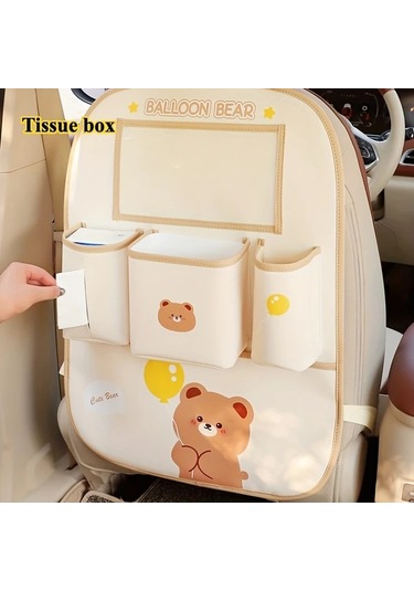 Dashanshop Balon Ayı Türevli Tablet Tutuculu Ve Sakluz Cepli Pu Deri Koltuk Koruyucu