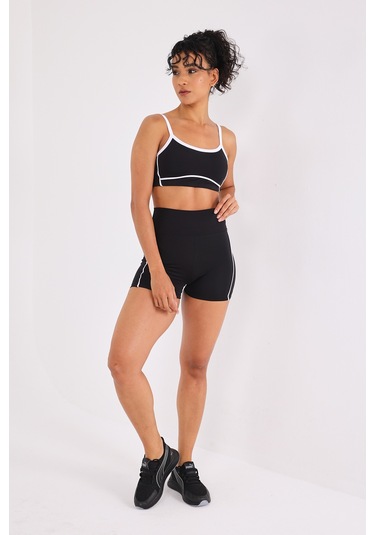 Scorp Omni Kadın Spor Sütyen Biker Tayt 2li Takım Siyah STANDART