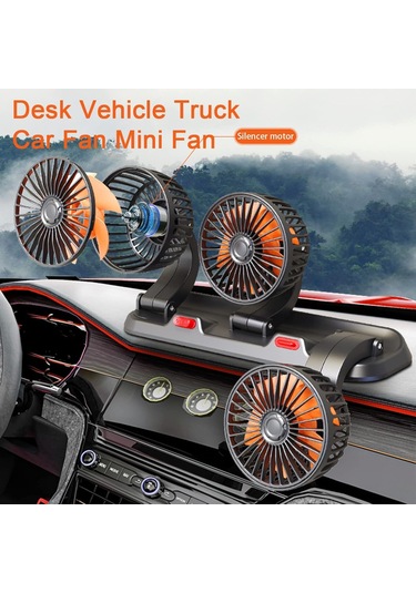 Araba Fan Üçlü Kafa 5/12/24v -3 Güç Boyutları Ve 360 Derece Rotasyon -yaz Aksesuarları. Yüksek Hava Akışı