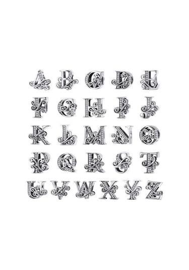 Fastbuy 26 Harfli Bilezik Boncuklu Aksesuar, Bsc030 Model, Zirkon Gümüş Renkli, A Stil, Çok Renkli Çok Renkli