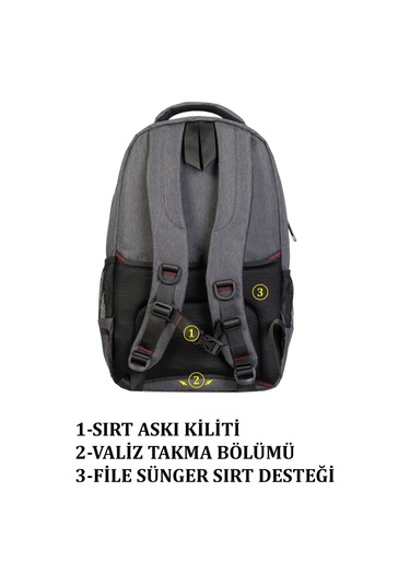 Case Club 13,3-14 İnç Gri Laptop Sırt Çantası Su Geçirmez Kumaş Darbe Emici Koruma