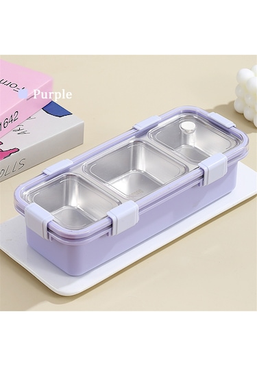 Xurunkeji 3 Bölmeli Öğle Yemeği Kutusu, Paslanmaz Çelik Bento Kutusu, Çocuklar İçin Taşınabilir Gıda Saklama Kabı, Sızdırmaz Atıştırmalık Kutusu Pembe