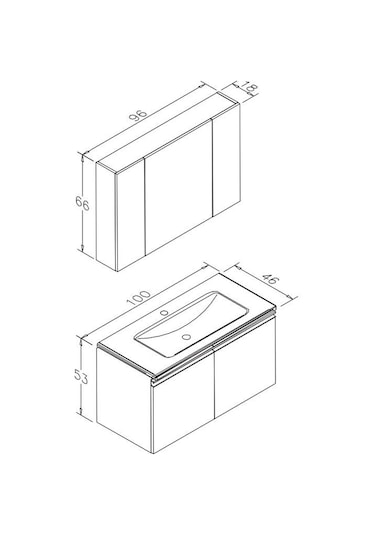 Orka Terme 100 Cm Mdf Kaşmir Taş Banyo Dolabı Takımı Ve Boy Dolab Çok Renkli