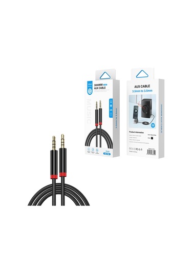 Ekılıf - Aux Audio Kablo 3.5mm 3m Au-708 Örgü Tasarımlı Aux Audio Kablo 3.5mm 3m - Beyaz - T37801 Beyaz