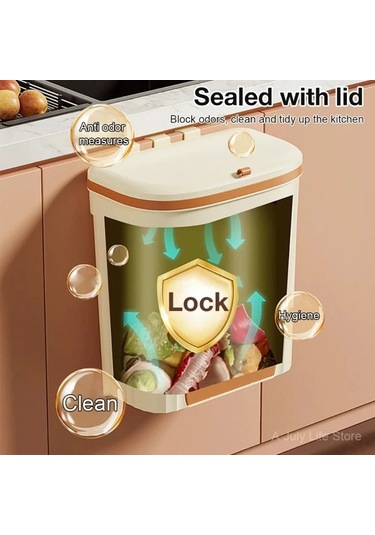 Dashanshop Beyaz 12l Duvar Tipi Çöp Kovası Lavabo Altı Kapaklı Mutfak Çöpü Beyaz