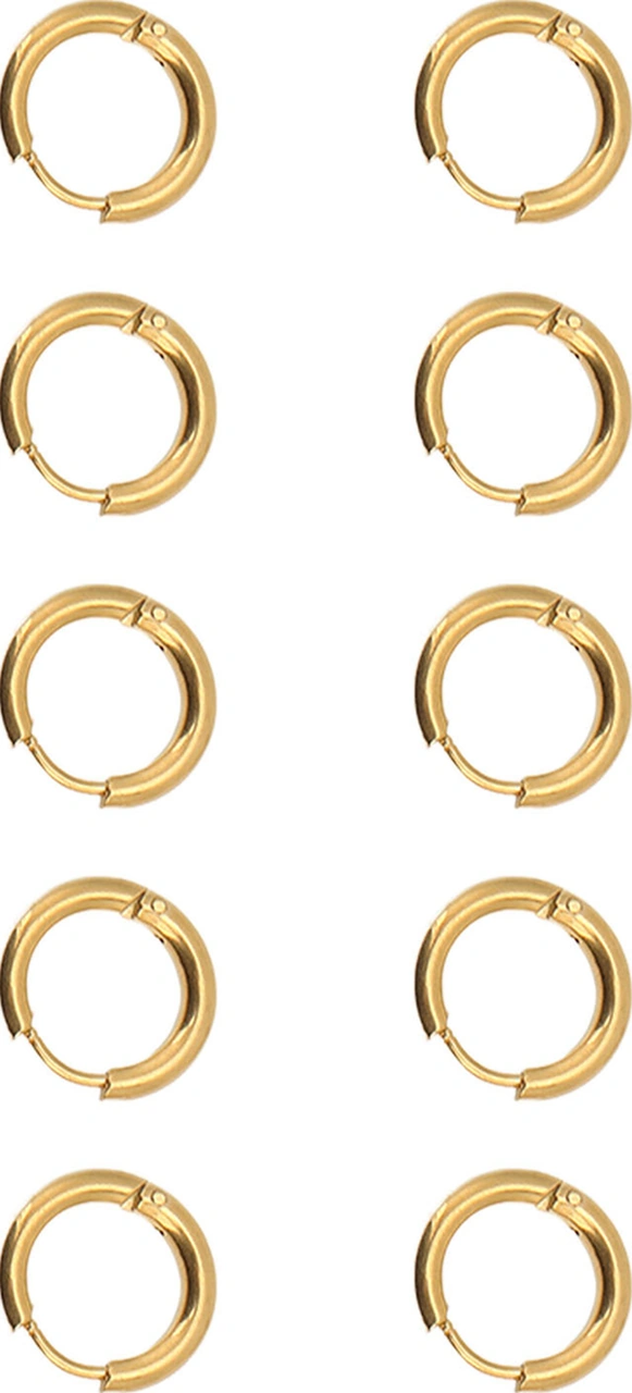 Wezone Stainless Steel Gold Hoop Earrings, 10 Pcs/pack, 2.5x10mm, Dıy Jewelry Making, Durable, No Fading, Daily & Special Occasions Diğer