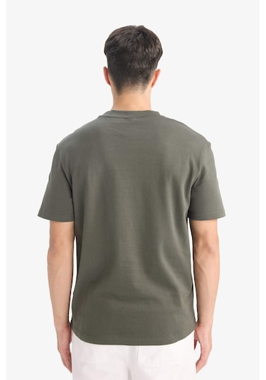 Defacto Regular Fit Bisiklet Yaka Kısa Kollu Tişört E7961ax25aukh444 Haki