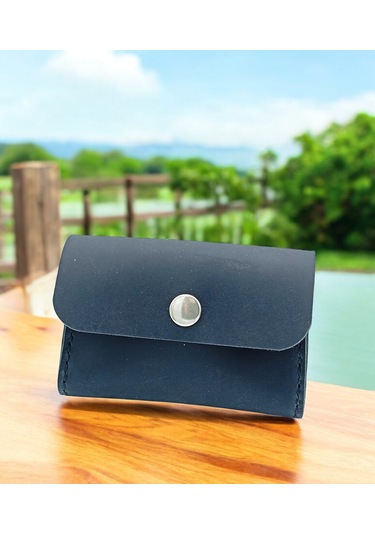 Cronder Hakiki Deri Yan Model Kutu Cüzdan Kartlık Siyah