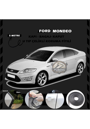 Ford Mondeo Oto Araç Kapı Koruma Fitili 5 Metre Parlak Siyah Renk
