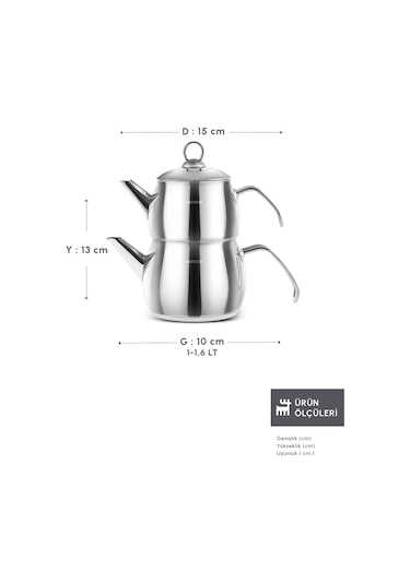 Karaca  Belinay İndüksiyon Tabanlı Midi Metal Çaydanlık Takımı