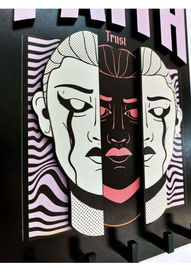 Cajuart Urban Sokak Stili Tasarım Faith İnanç Duvar Askısı Anahtarlık Dekor