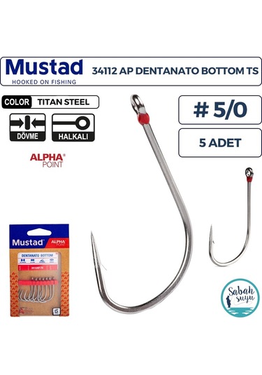 Mustad 34112 Ap Dentanato Bottom Delikli Olta İğnesi Ts 5/0 5 Adet