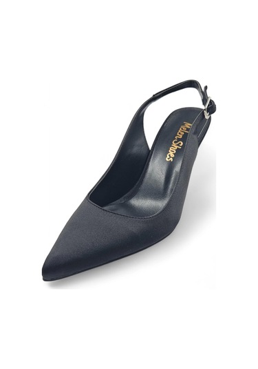 Amber Siyah Topuk Taş Detaylı Kadın Stiletto Topuklu Ayakkabı Siyah