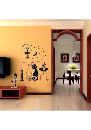 Fortunelane Sevimli Kedi Sticker - Çocuk/yatak/salon Duvar Dekorasyonu, Taşınabilir Pvc Materyal Tc920