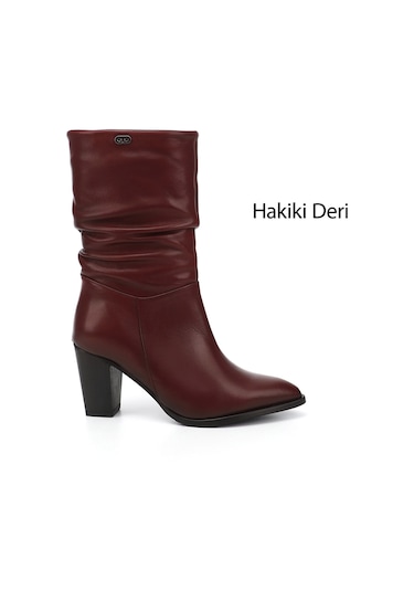 Gönderir Kadın Bordo Antik Sivri Burun Körüklü Kalın Topuklu Hakiki Deri Çizme Gkzc13444579 Bordo