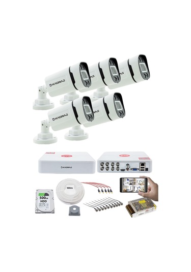 5 Kameralı Güvenlik Kamerası Seti - Gece Renkli Kdj-5s-4w-p-v1