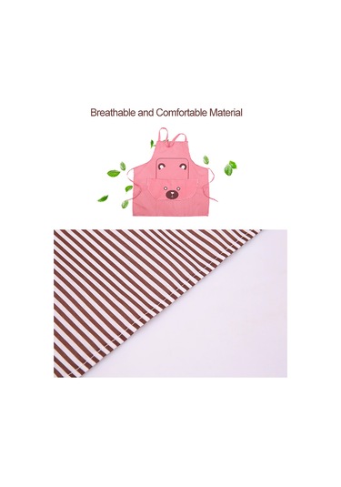 Kosona Pembe Ayı Desenli Poliester Fırın Apron - Yağ Ve Lekeden Koruma, Cepli, Ayarlanabilir Bel Kemerli, Ev İşleri Ve Mutfak Kullanıma Uygun