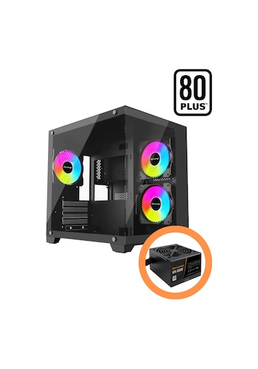 Revenge Nova 500 W Psu Dahil 3 Rgb Fanlı Temperli Cam Panel M-atx Gaming Oyuncu Bilgisayar Kasası Siyah