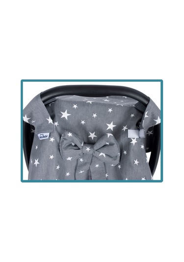 Sevi Bebe Fiyonklu Anakucağı Örtüsü Gri Yıldızlı Desen
