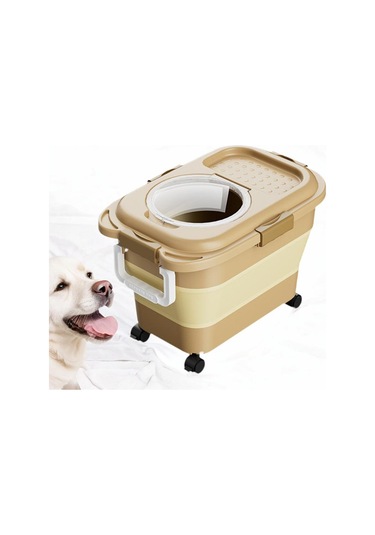 Homyl Tekerlekli Kedi Maması Saklama Kabı Kovası, Katlanabilir