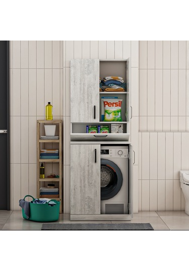 Palmiro Çamaşır Makinesi Dolap Takımı-Cristal