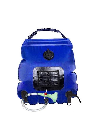 Monyee 20l Dışarıda Kullanıma Uygun Güneşle Isınır Duş Çantası, Sıcaklık Gösterici, Taşınabilir Kamp Duşu Mavi Mavi
