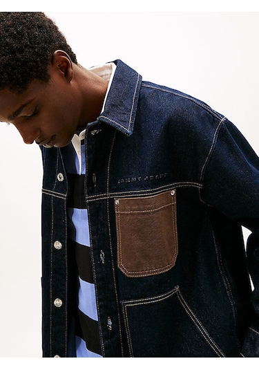 Tommy Hilfiger Chore Jacket Ext Eı6050 Erkek Mavi Denim Ceket - Dm0dm22419