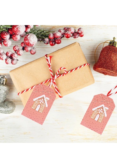 Yılbaşı Ev Temalı Hediye Etiketi, Yeniyıl, Noel Delikli Paketleme