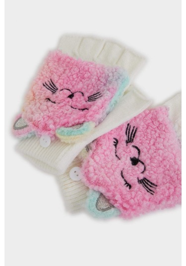 Defacto Kız Çocuk Nakışlı Triko Eldiven A5716a825wnwt2 Beyaz