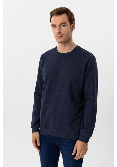 Süvari Oversize Kalıp O Yaka 3 İplik Yumuşak Dokulu Sweat Lacivert