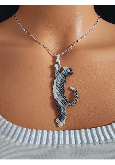 Harmel Jewelry Miyuki Gri Kedi Kolye Gri