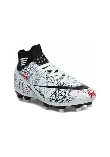 565 Laliga Çok Renkli Genç Futbol Ayakkabısı Halısaha Çimsaha Krampon Sıyah Beyaz Siyah - Beyaz