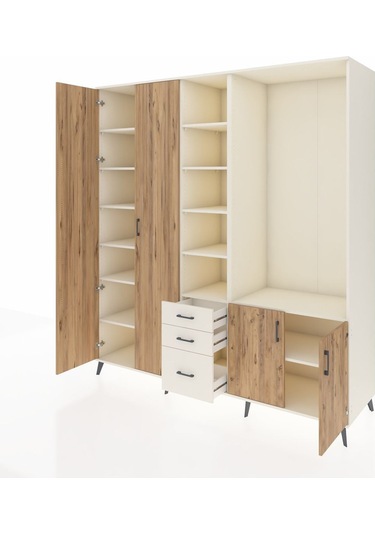 Kronos Dolap 13 Raflı 3 Çekmeceli 4 Kapaklı 220x59x243 Aytaşı-çam/aytaşı Atlas Çam/aytası