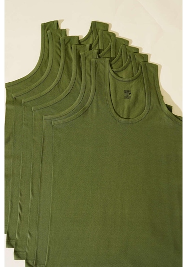 Seher Yıldızı Erkek Ekonomik Renkli Klasik Askılı Atlet 001k - 6 Adet Haki