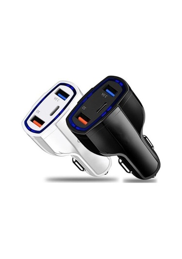 Createtech Usb Type-c Şarj Şarj Şarj Qc3.0 Hızlı Çıkışlı Cihazı Cihazı Çift Beyaz Araç Araç Arabirim Adet 3.5a 2 Kb