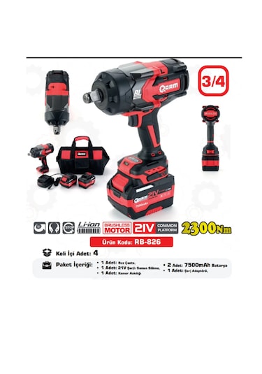 Arm RB-826 3/4 2300NM Şarjlı Somun Sökme Sıkma Makinesi