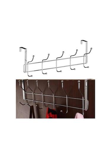 Kapı Arkası Askılığı 12 Kancalı. Ceket Askısı. Banyo Askısı Gri