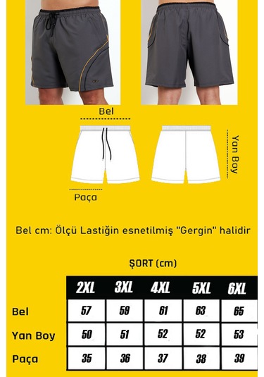 Enrico Ferry Erkek Orta Gri Büyük Beden Deniz Şortu Edy2518b-og Gri