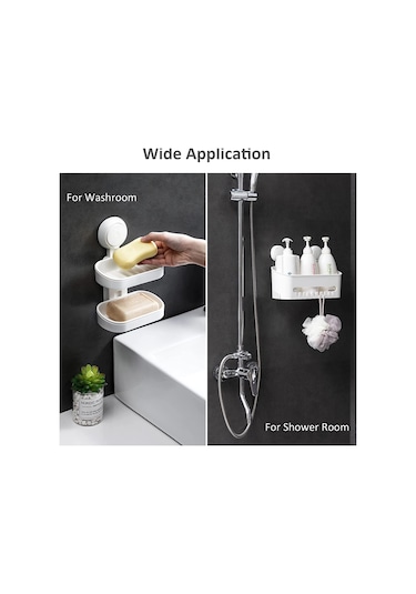 Duş Rafı Ve Sabunluk Sabunluk Çift Katmanlı Duş Rafı Emişli Duş Sepeti Düzenleyici Maksimum Tutma Kapasitesi 22 Lbs Banyo Rafı Duş Beyaz