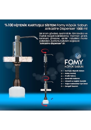 Fomy Köpük Sabun Ankastre Beyaz Dispenser 1000 Ml-100