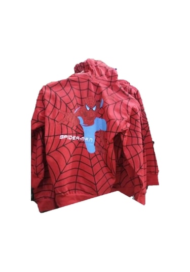 Lavinya Örümcek Adam Erkek Çocuk Kırmızı Kapüşonlu Hırka