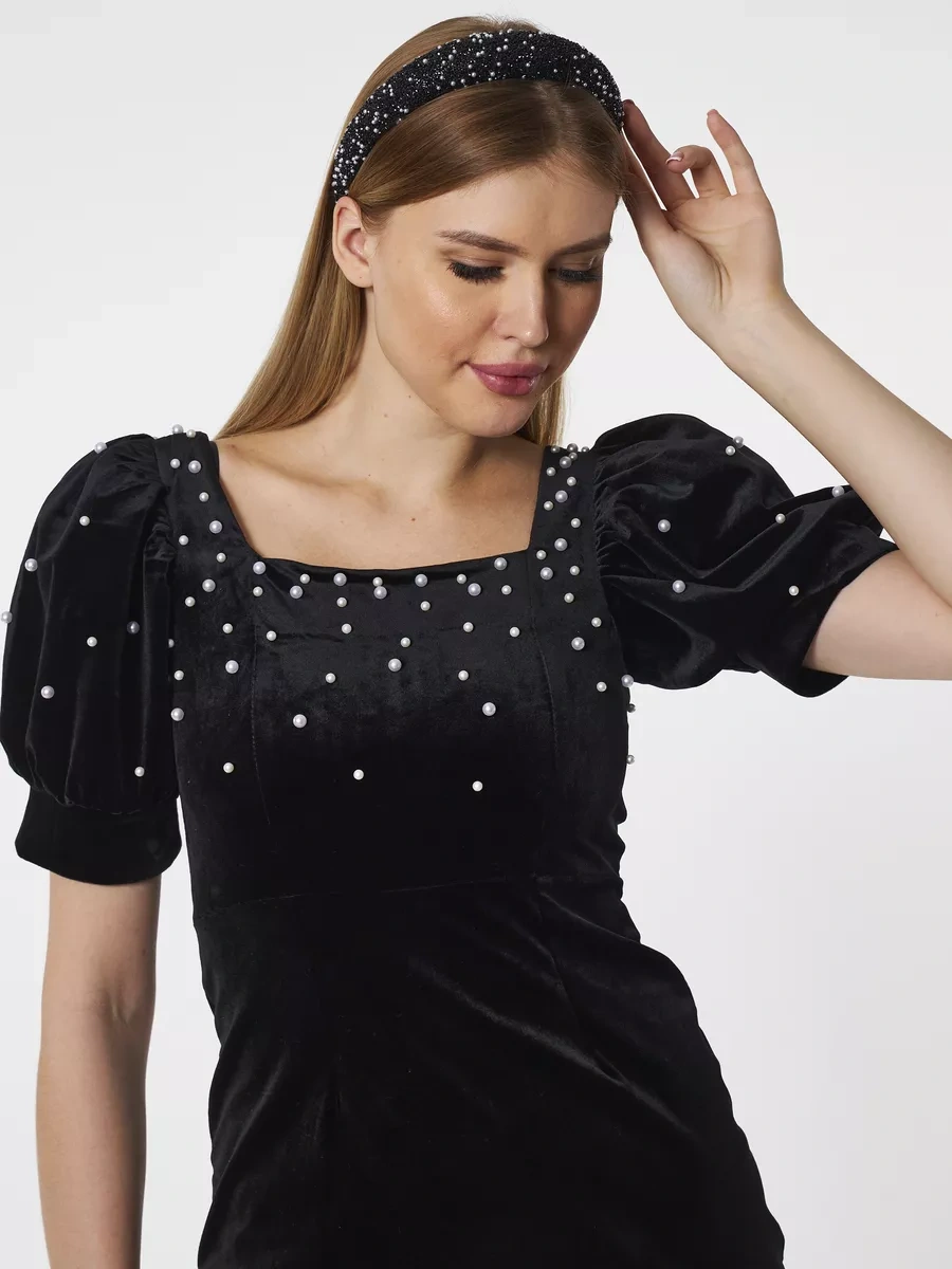 Km Saç Bandı, İnci Ve Taşlı Parlak, Hacimli. 189008316 Siyah