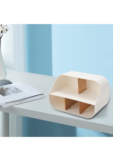 Leasetake Masa Düzenleyici Uzaktan Kumanda Tutucu Makyaj Kutusu Ev Ve Ofis İçin Beyaz